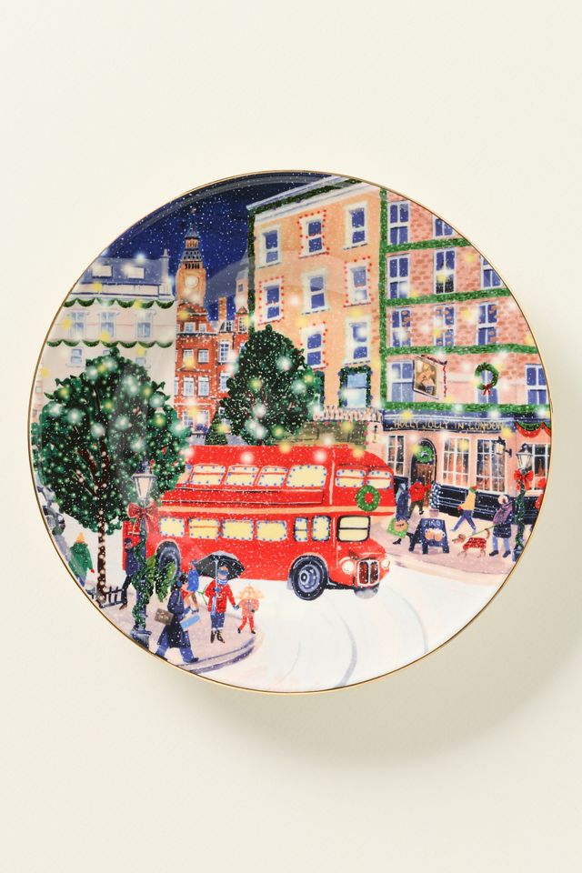 Holiday in the City Stoneware Dessert Plate #1
