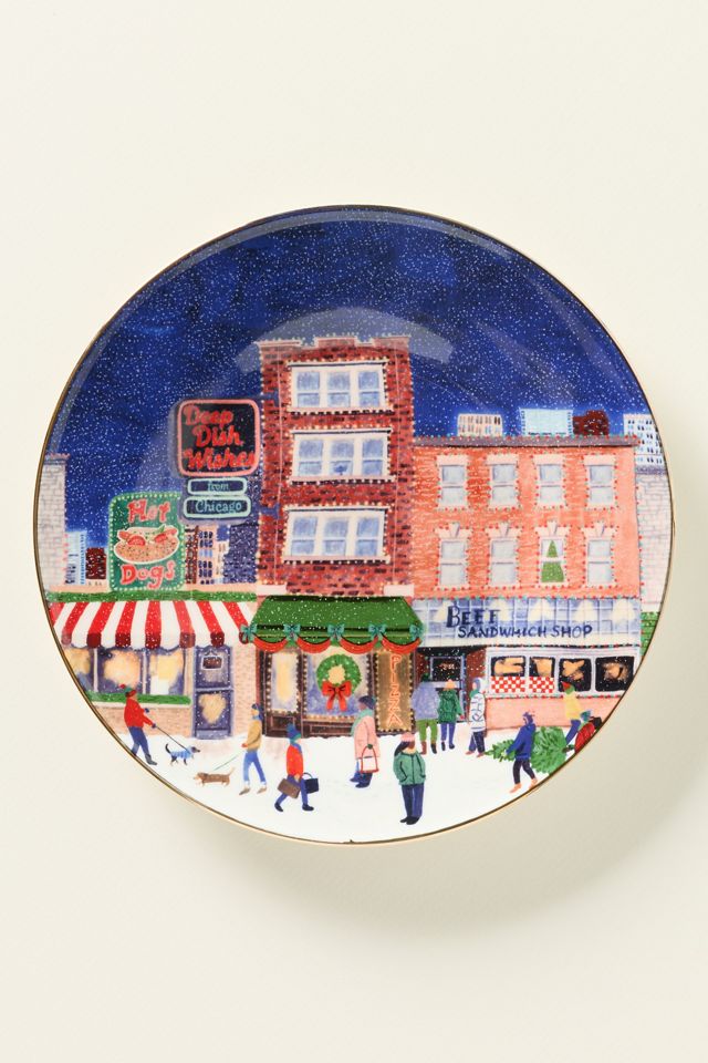 Holiday in the City Stoneware Dessert Plate #2