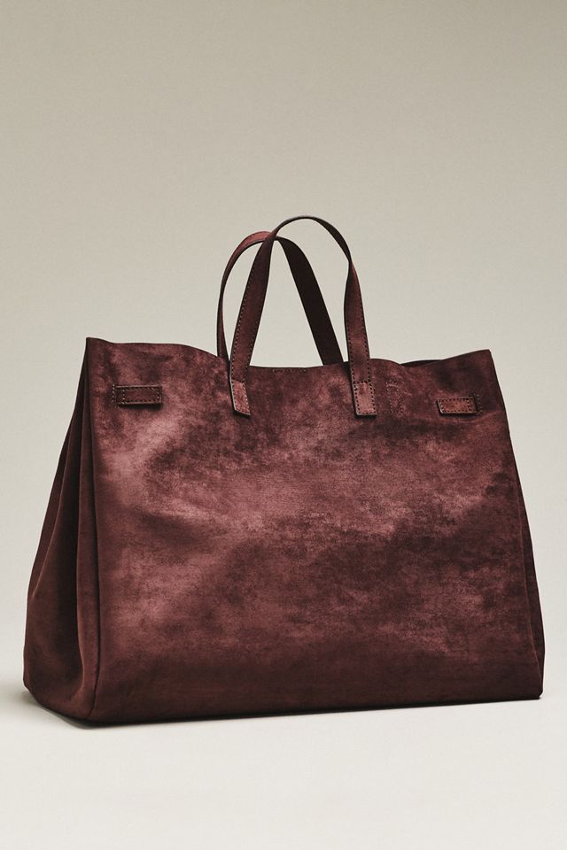 By Anthropologie Faux Suede Turnlock Tote Bag #1