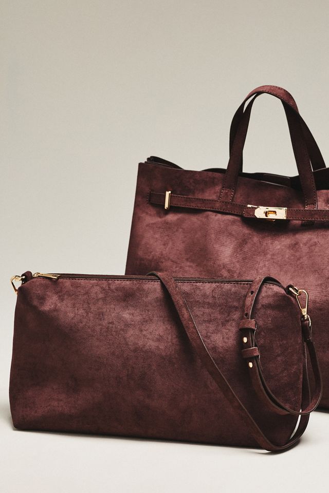 By Anthropologie Faux Suede Turnlock Tote Bag #2