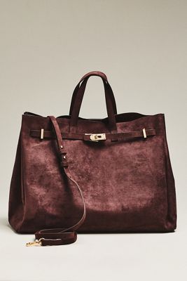 By Anthropologie Faux Suede Turnlock Tote Bag