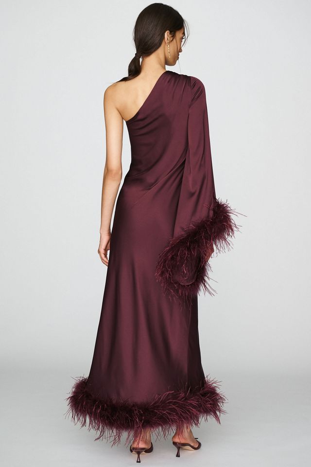 Hutch One-Shoulder Feather Kaftan #1