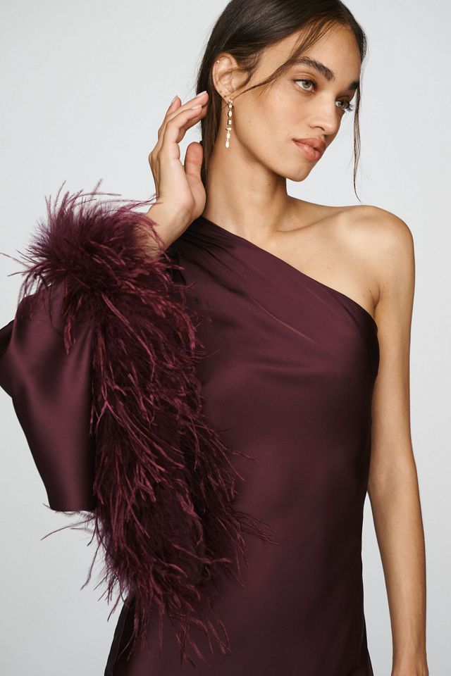 Hutch One-Shoulder Feather Kaftan #2