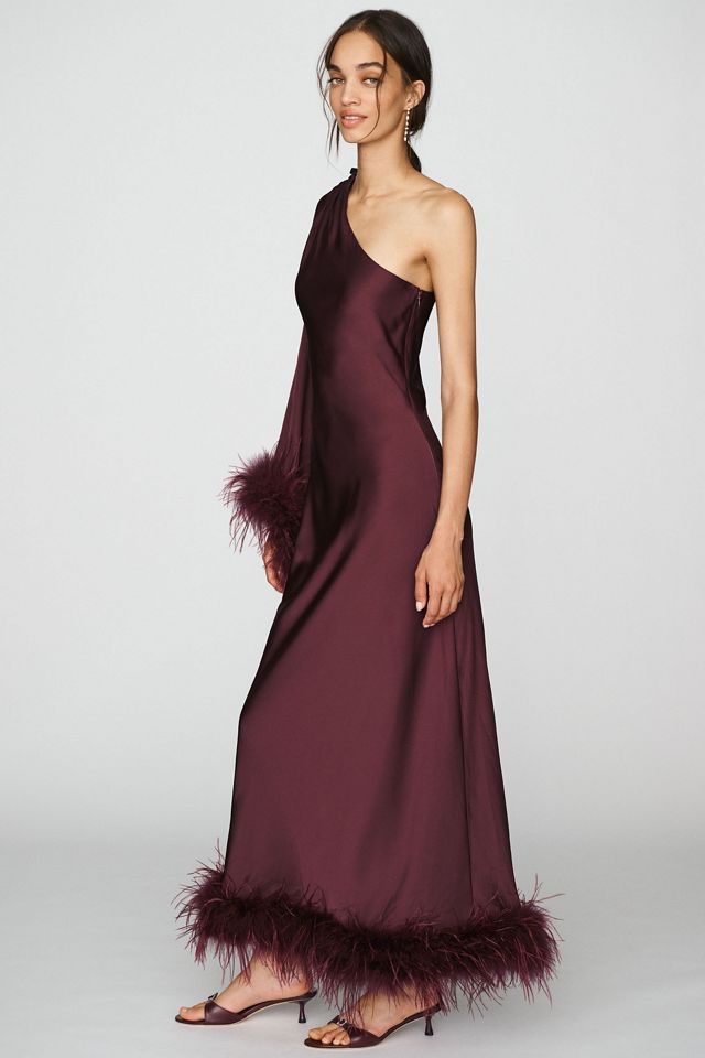 Hutch One-Shoulder Feather Kaftan #3