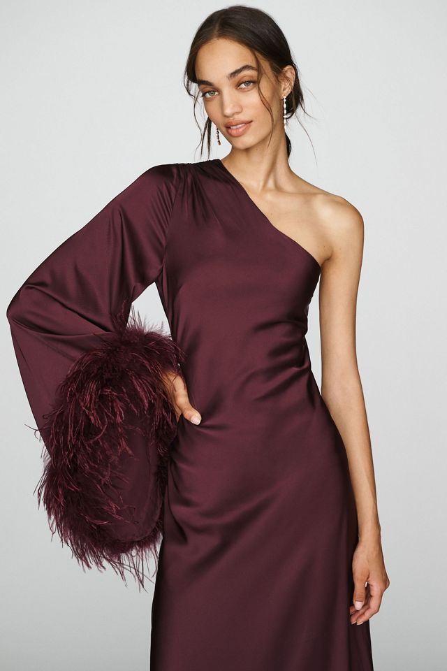Hutch One-Shoulder Feather Kaftan #4