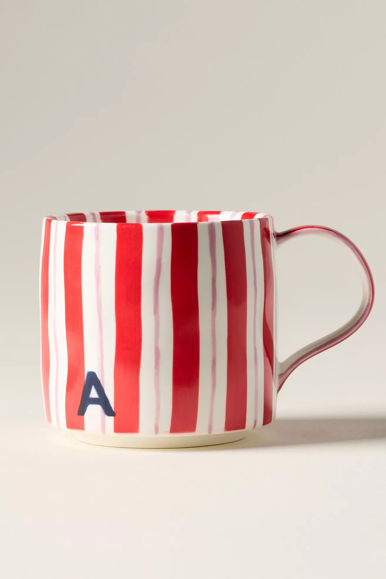 Striped Stoneware Monogram Mug - thumbnail 2