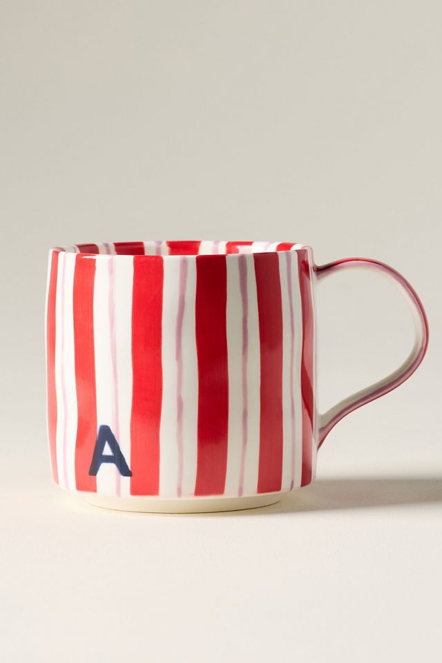 Striped Stoneware Monogram Mug #1