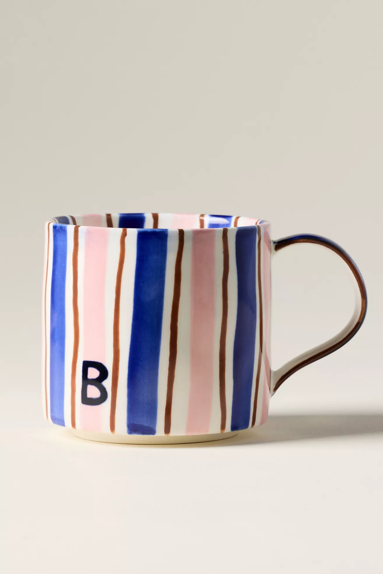 Striped Stoneware Monogram Mug - thumbnail 5