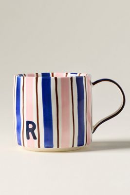 Striped Stoneware Monogram Mug