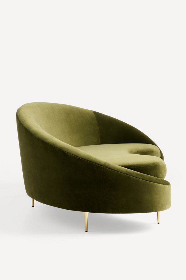 Asymmetrical Serpentine Velvet Sofa #1