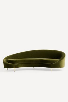 Asymmetrical Serpentine Velvet Sofa