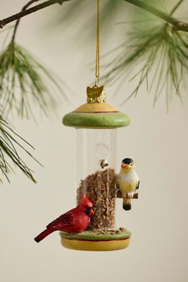 Bird Feeder Glass Ornament