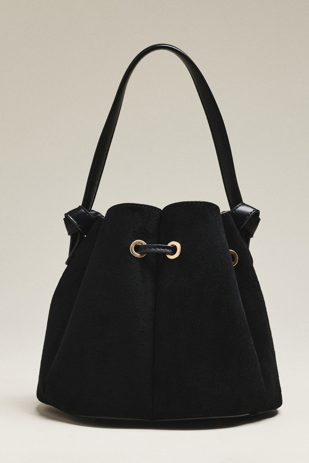 Melie Bianco Laguna Cinched Mini Faux-Suede Bucket Bag