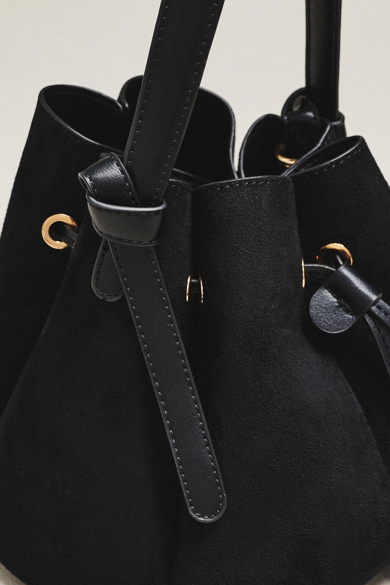 Melie Bianco Laguna Cinched Mini Faux-Suede Bucket Bag