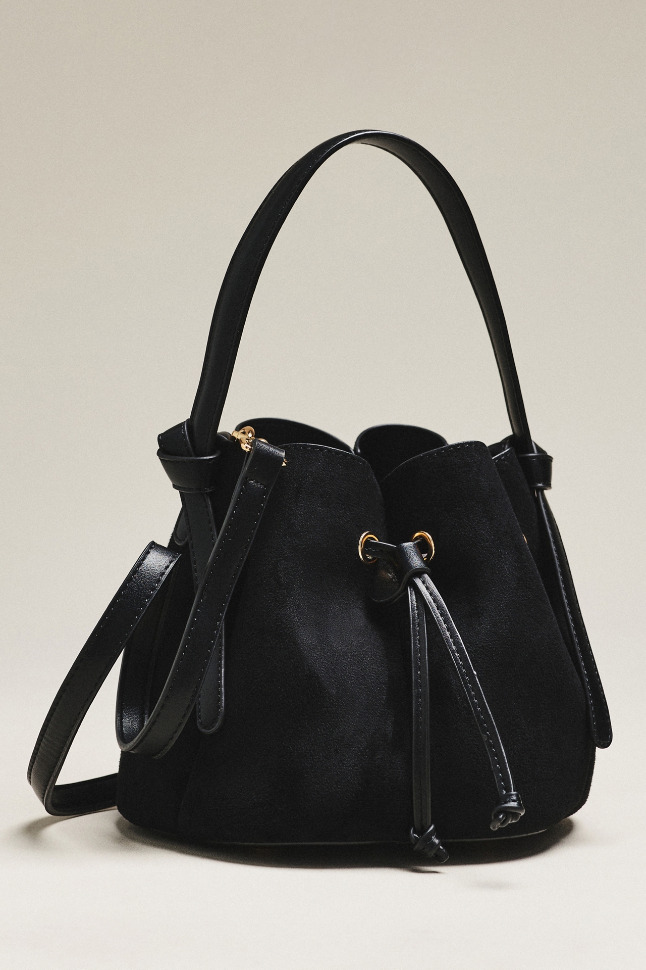 Melie Bianco Laguna Cinched Mini Faux-Suede Bucket Bag