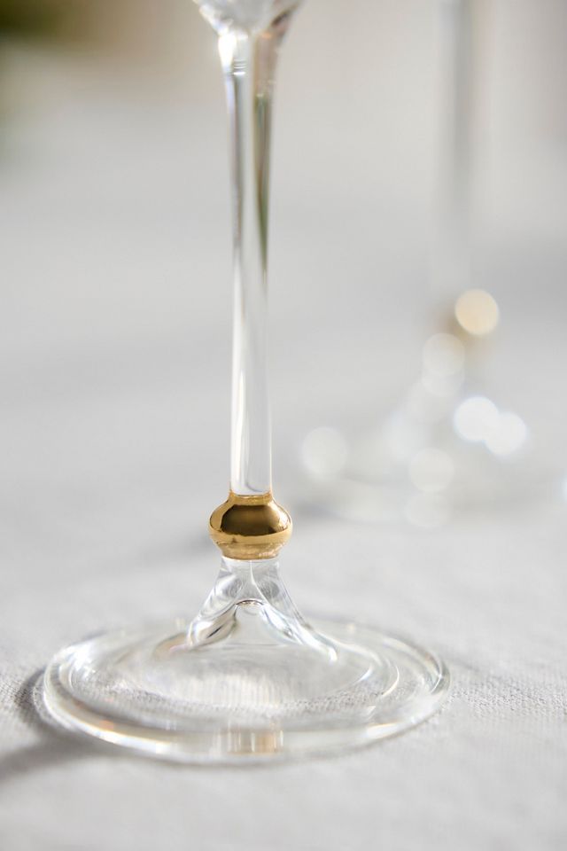 Gold Sphere Flute Glasses, Set of 2 #1
