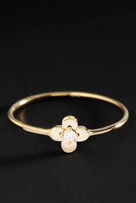 Ana Luisa Solid Yellow Gold Mini Diamond Flower Ring