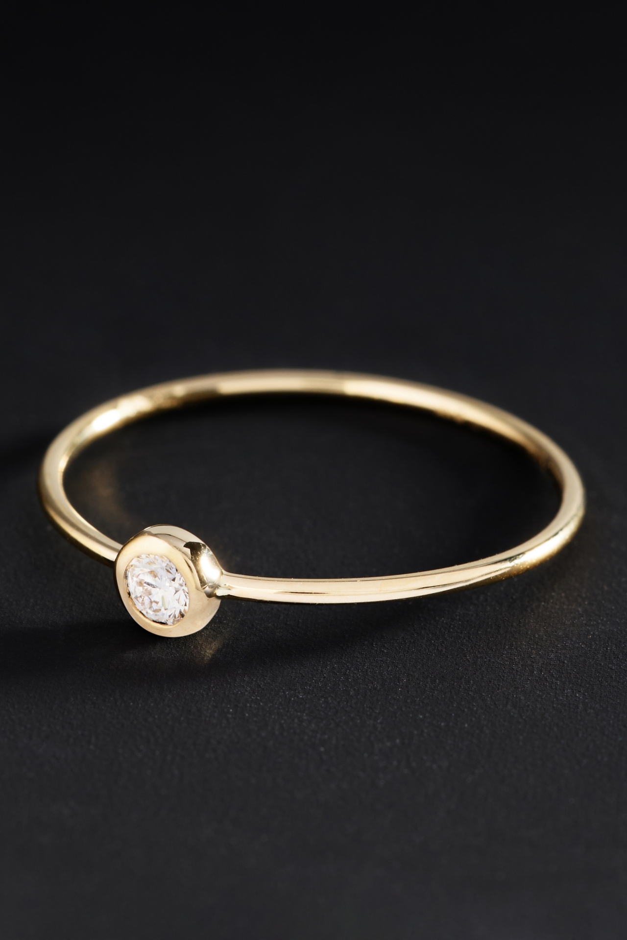 Ana Luisa Solid Yellow Gold Solo Diamond Stacking Ring