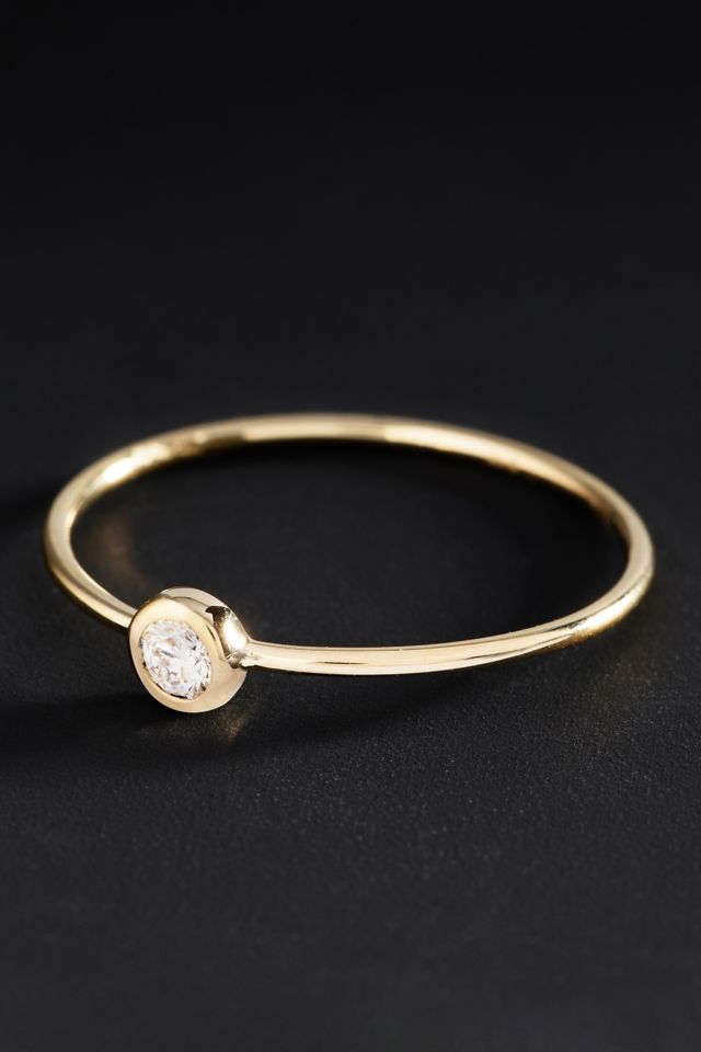 Ana Luisa Solid Yellow Gold Solo Diamond Stacking Ring #1
