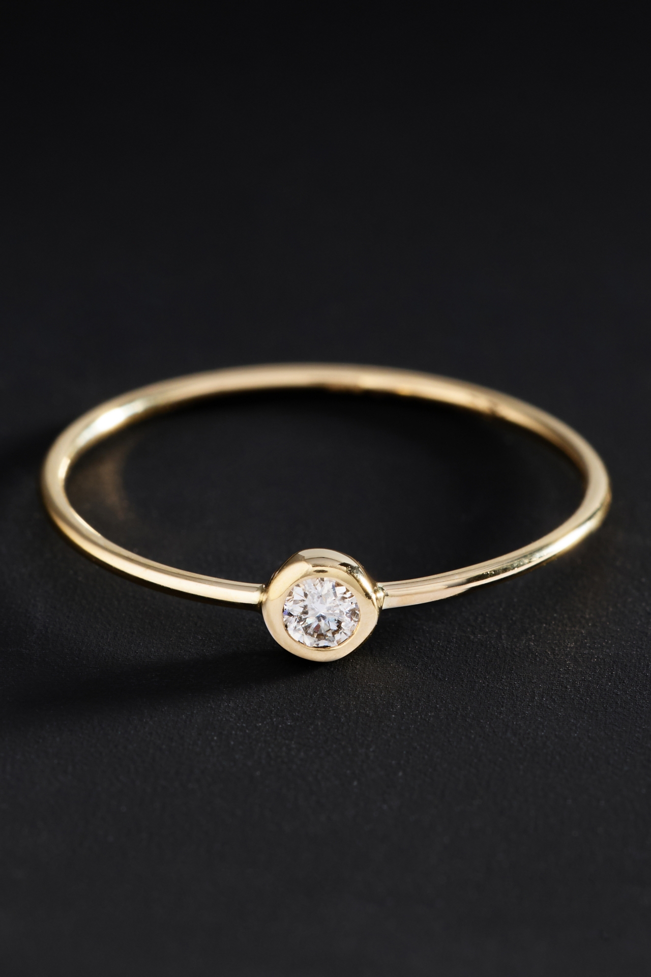 Ana Luisa Solid Yellow Gold Solo Diamond Stacking Ring