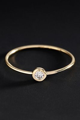 Ana Luisa Solid Yellow Gold Solo Diamond Stacking Ring