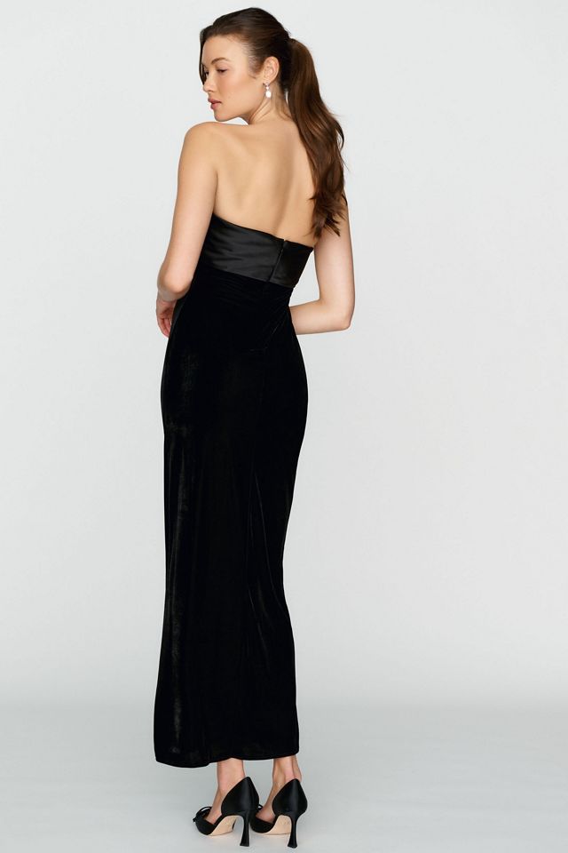 BHLDN Satin Velvet Strapless Midi Dress #1