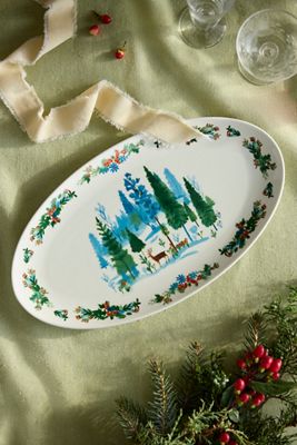 Lapland Deer Stoneware Serving Platter