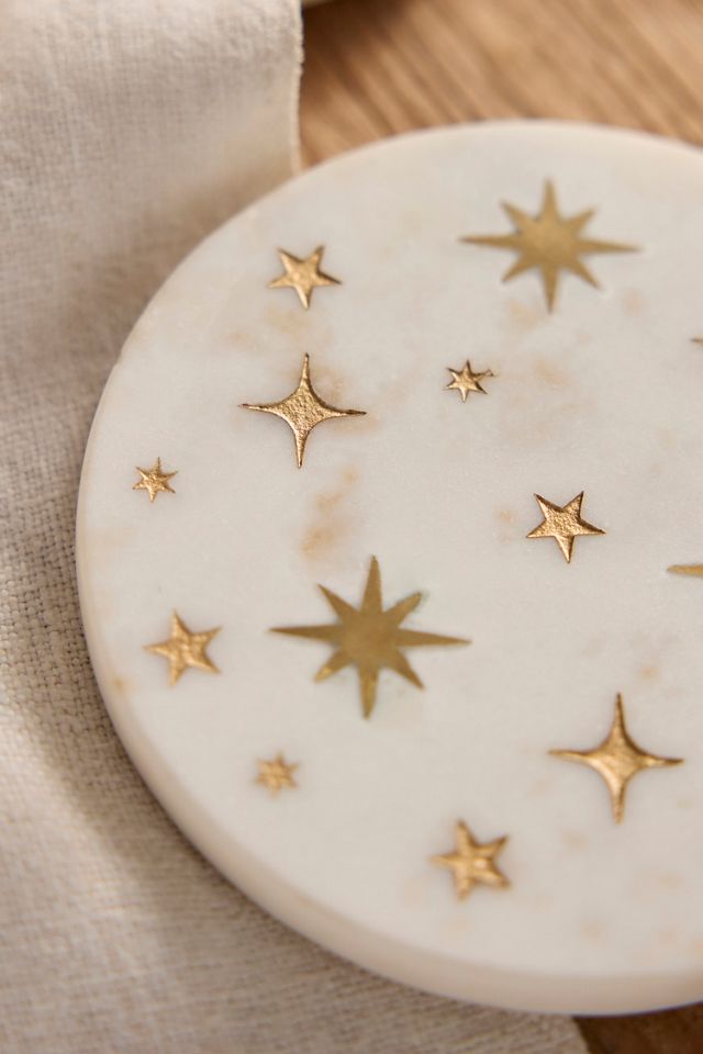 Starry Marble + Brass Coasters, Set of 4 #1