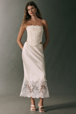 For Love & Lemons Rose Maxi Skirt In White