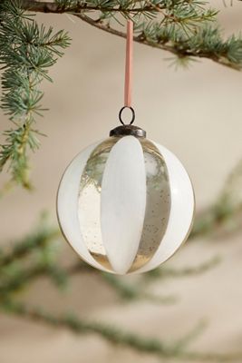 Terrain Mirrored Stripe Glass Globe Ornament