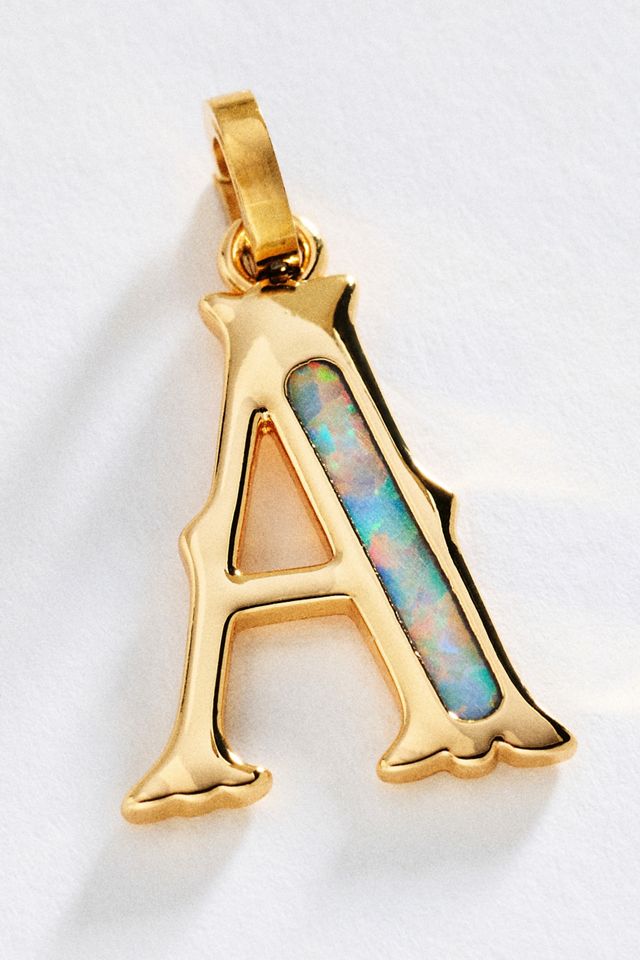 Opal Pendant Initial Charm #2