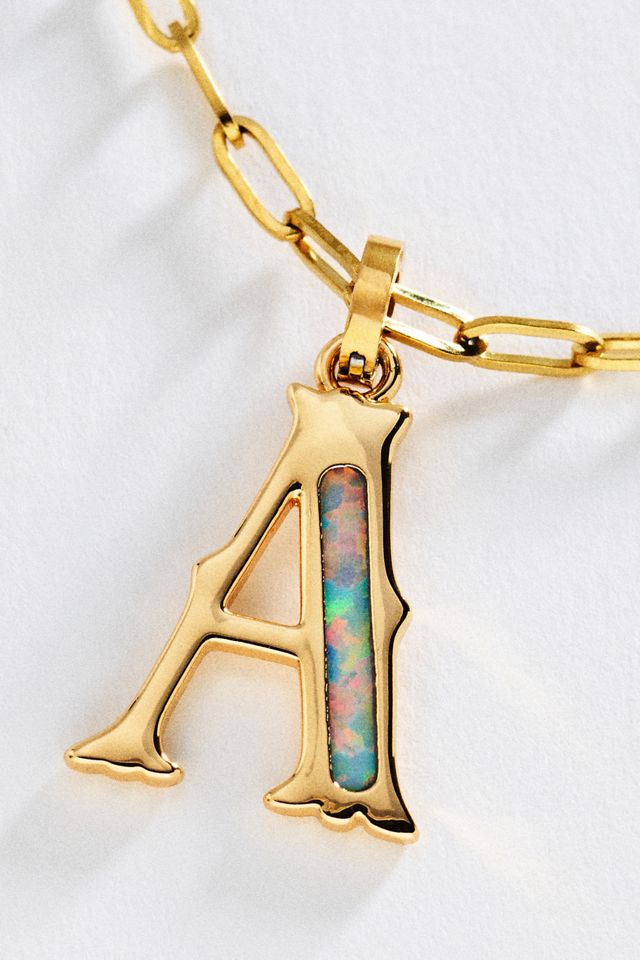 Opal Pendant Initial Charm #3