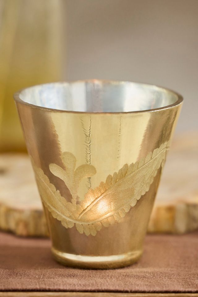 Terrain Gold Floral Cut Glass Candle Holders, Set of 2 #1