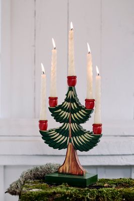 Wooden Christmas Tree Candelabra