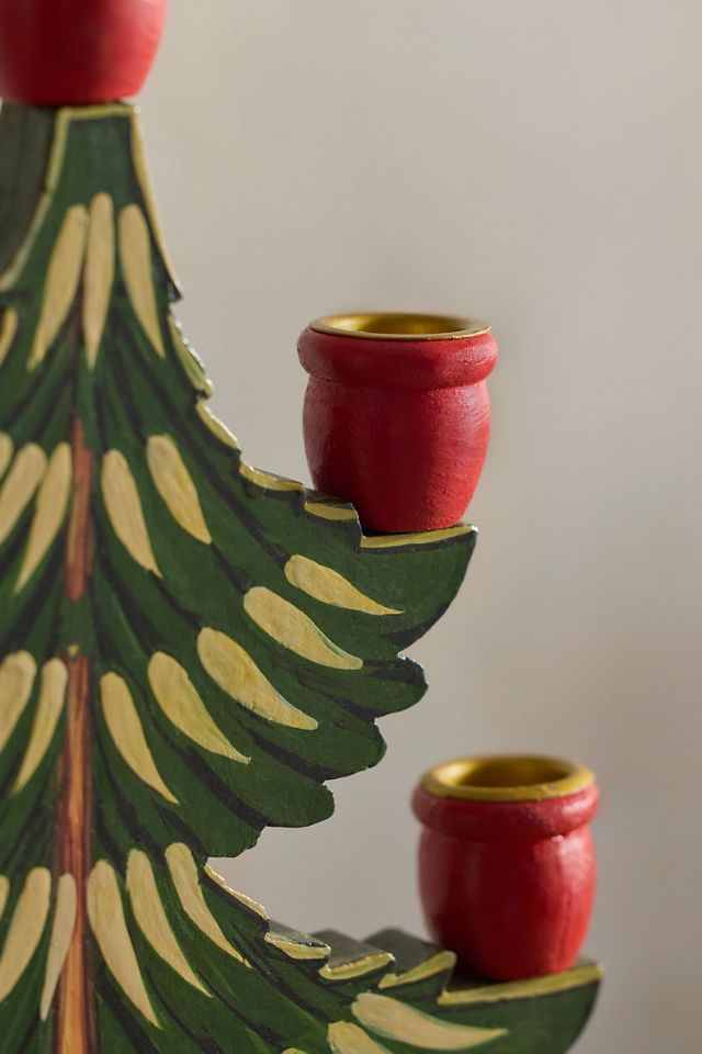 Wooden Christmas Tree Candelabra #1