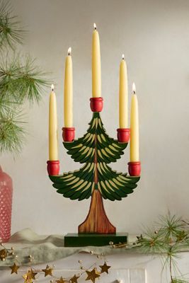 Wooden Christmas Tree Candelabra