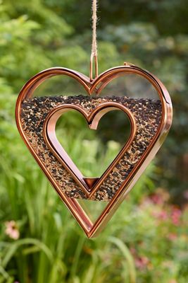 Copper Heart Bird Feeder