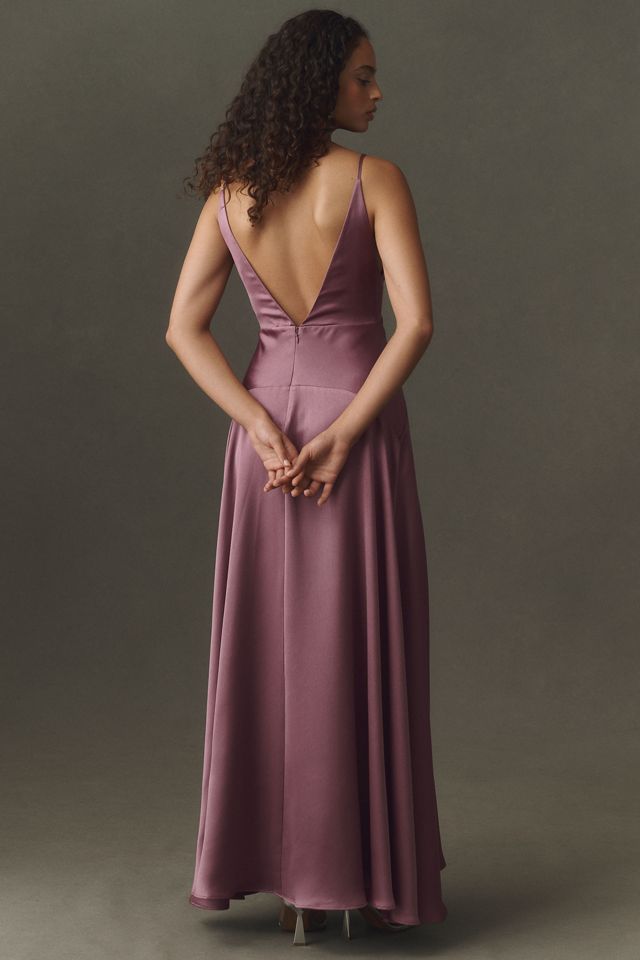 BHLDN Satin Bias-Cut V-Neck Maxi Dress #2