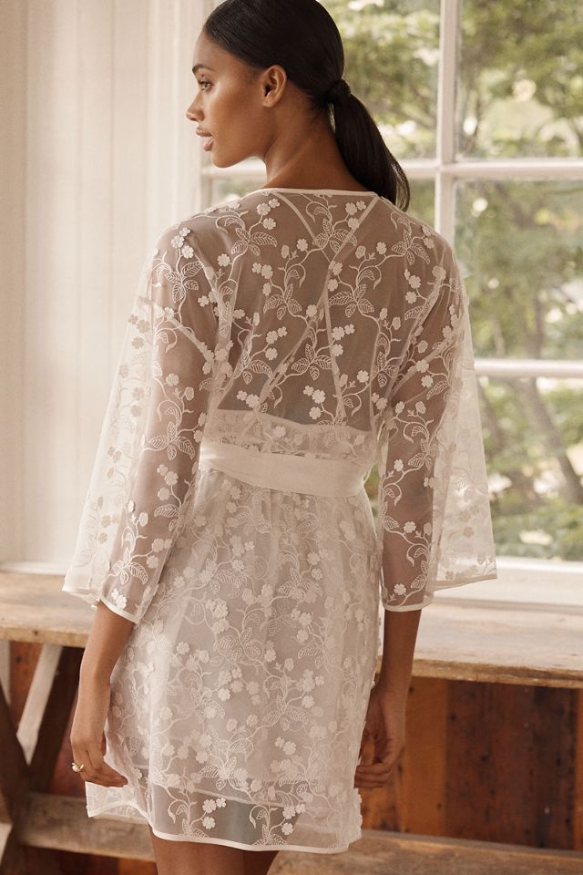 Flora Nikrooz Meg Embroidered Mini Robe | Anthropologie
