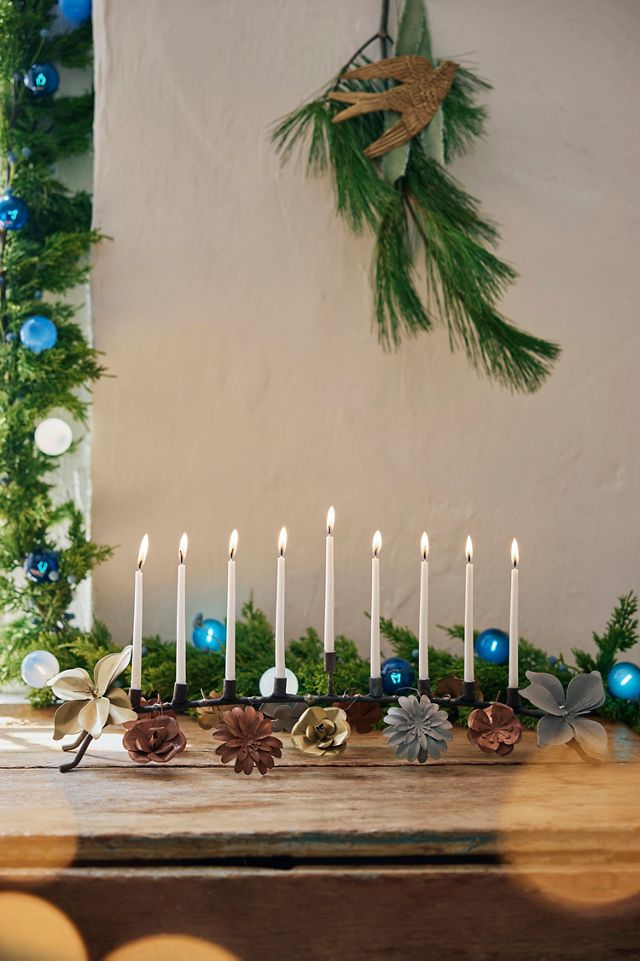 Floral Hanukkah Menorah, Low #3