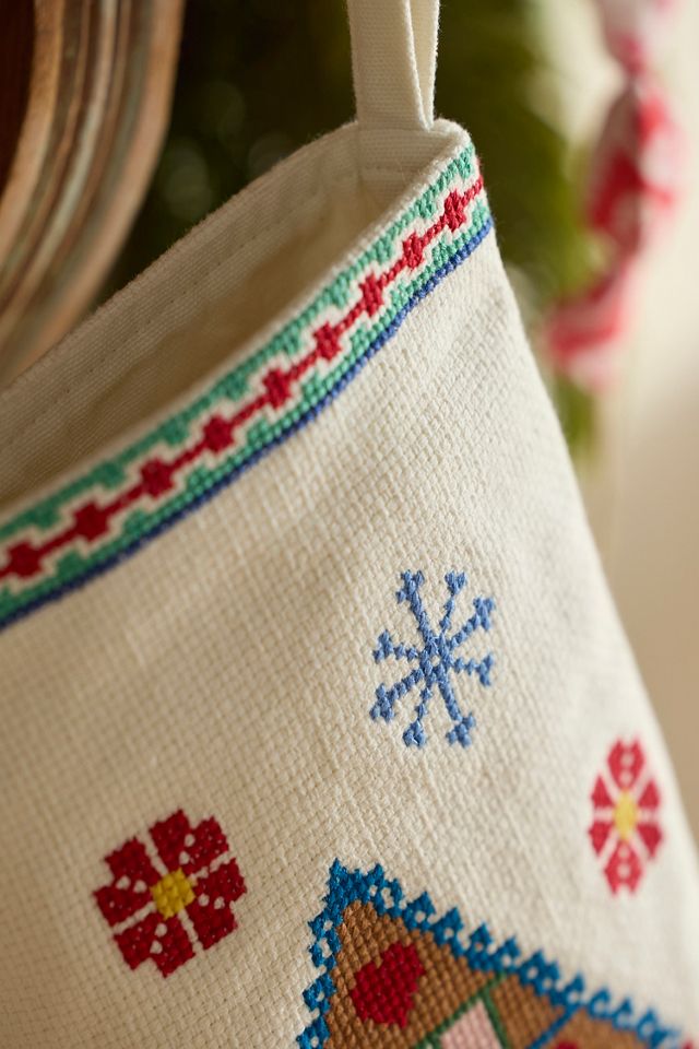 Embroidered Cotton Stocking #1