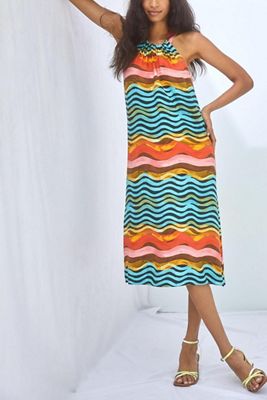 linen cutout midi dress Liserie Linen Cutouts & Front Slit Midi Dress main image 0