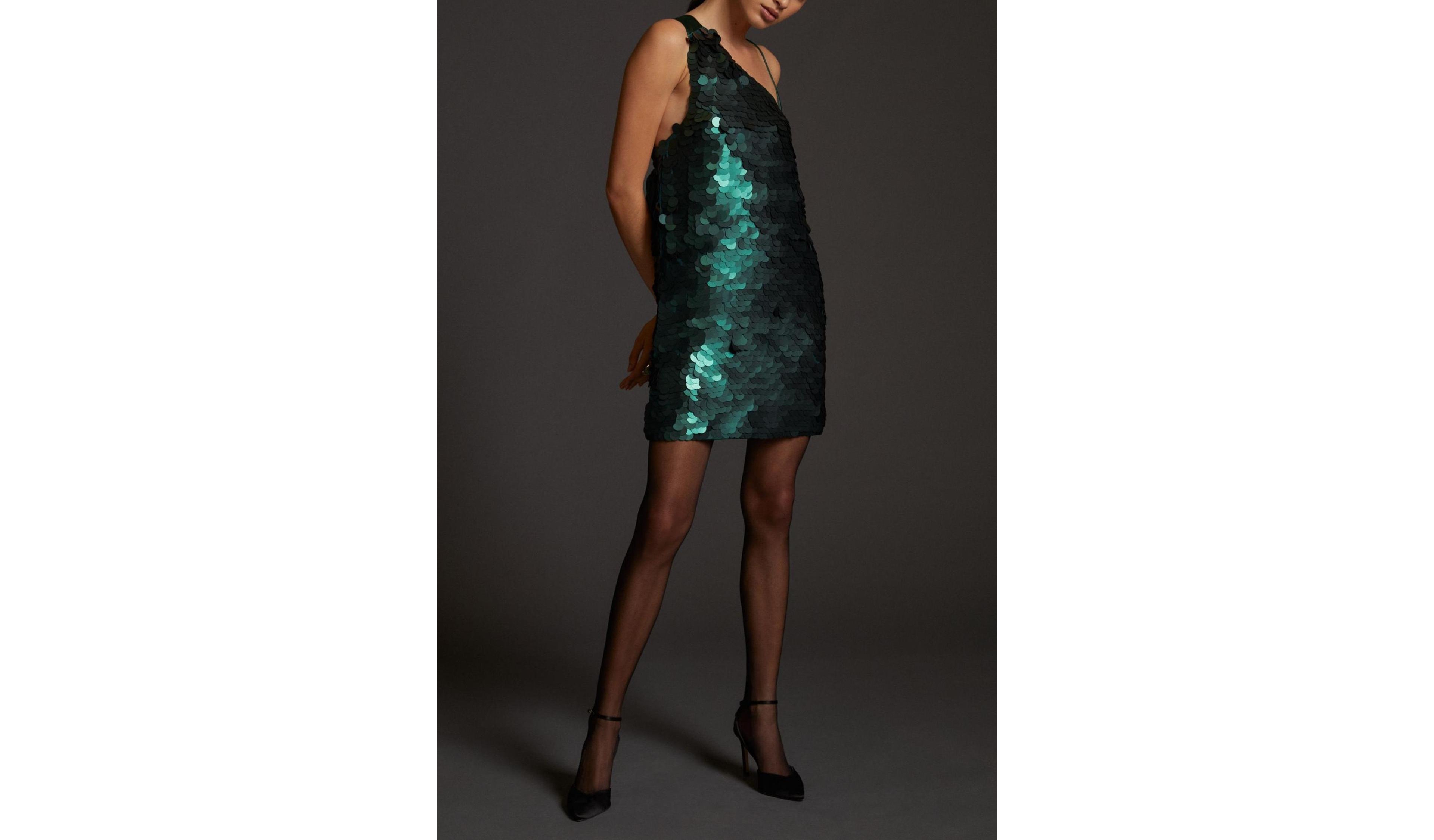 Maeve Sequined One-Shoulder Mini Dress