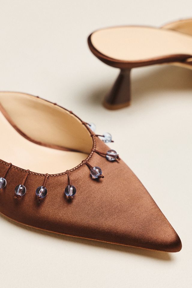 Maeve Satin Beaded Pointed Toe Mule Heels #2