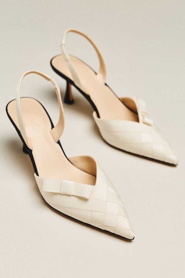 Maeve Woven Bow Slingback Heels #1