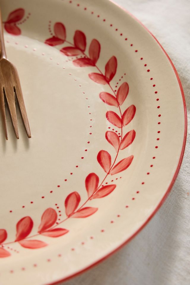 Red Laurel Stoneware Serving Platter #1