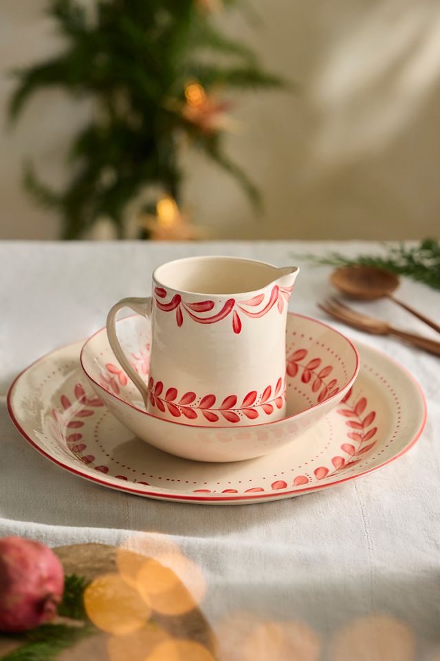 Red Laurel Stoneware Serving Platter #2