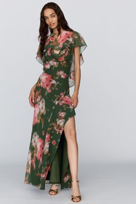 BHLDN Chiffon Caped Maxi Dress
