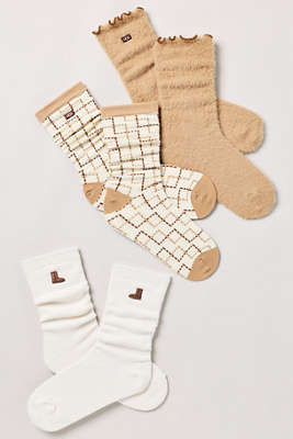 Ugg Classic Crew Socks, Set Of 3 In Beige