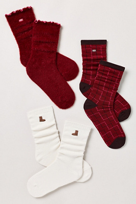 Ugg Classic Crew Socks, Set Of 3 In Pink